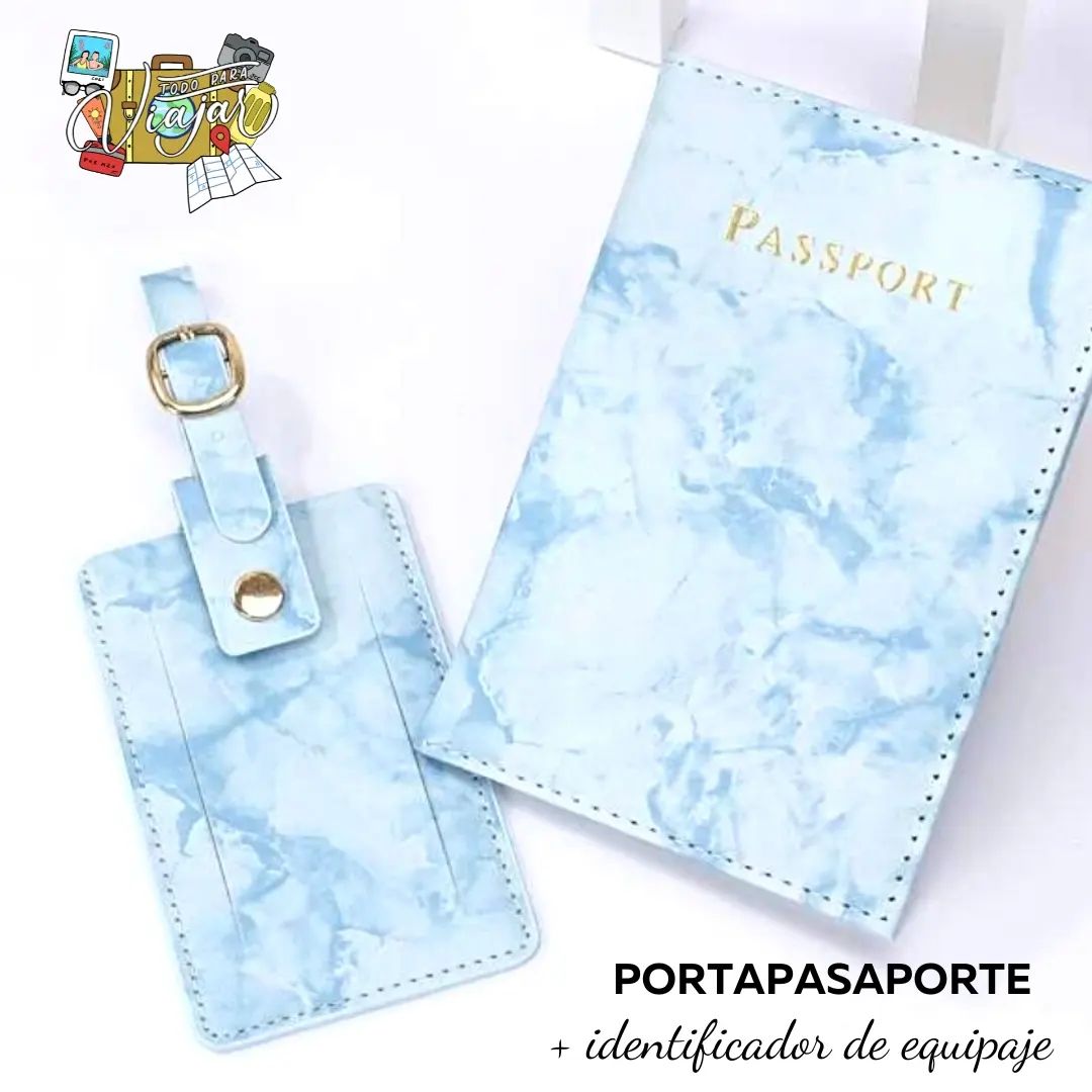 Porta Pasaporte con identificador de equipaje